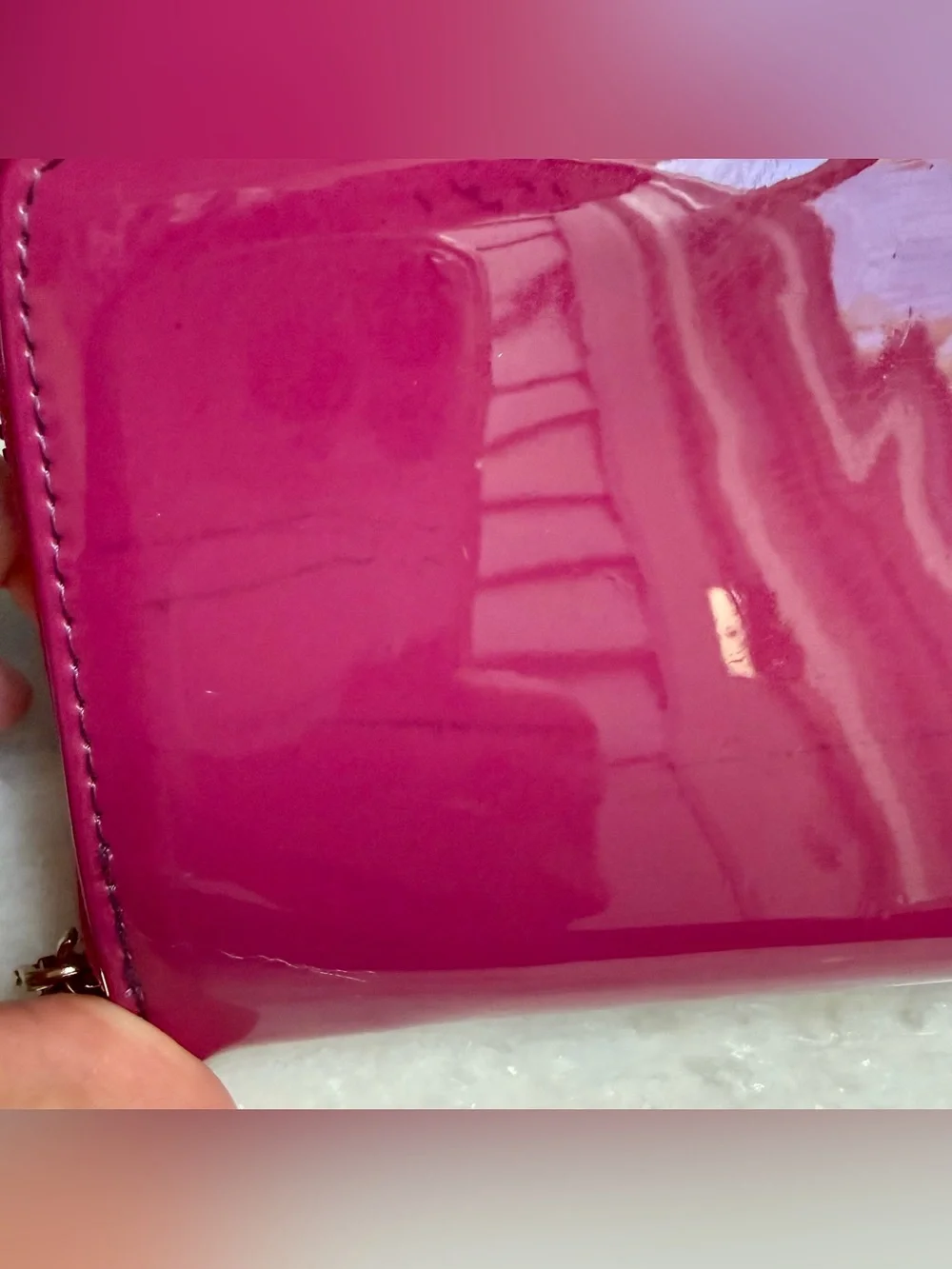 Magenta Pink Patent Leather Zip Around Continental Wallet NWOT